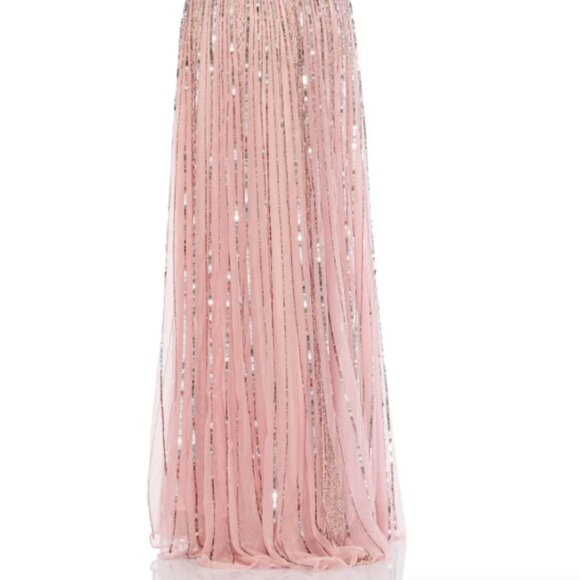 MAC DUGGAL 70108 SEQUIN STRIPE V-NECK ROSE GOWN sz  10 - Picture 4 of 4